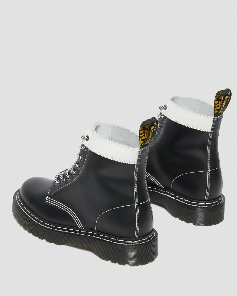 Men's Dr Martens 1460 Pascal Bex Leather Contrast Lace Up Boots Black / White | AU 525ILH